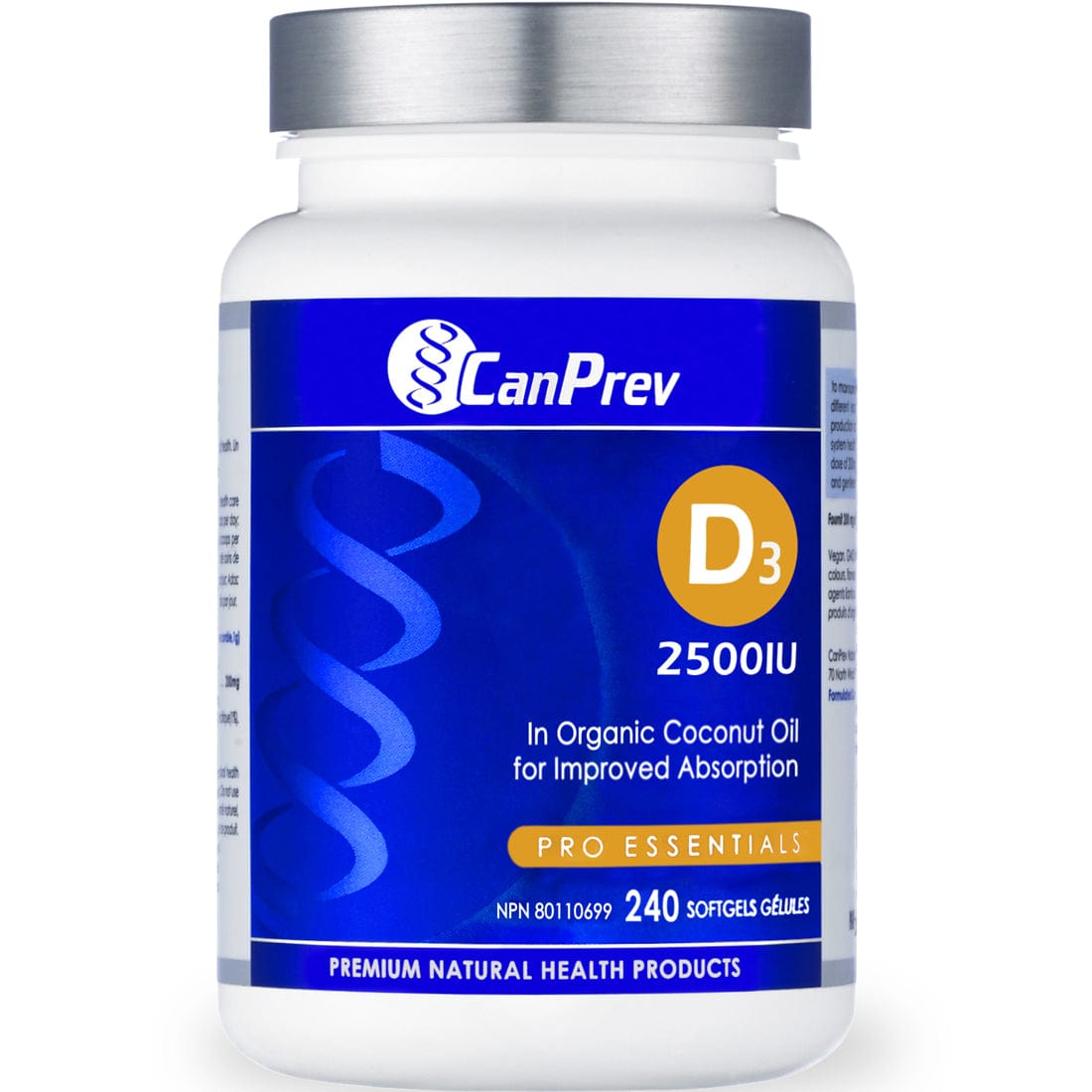 CanPrev Vitamin D3 2500IU Softgels in a MCT Oil Base