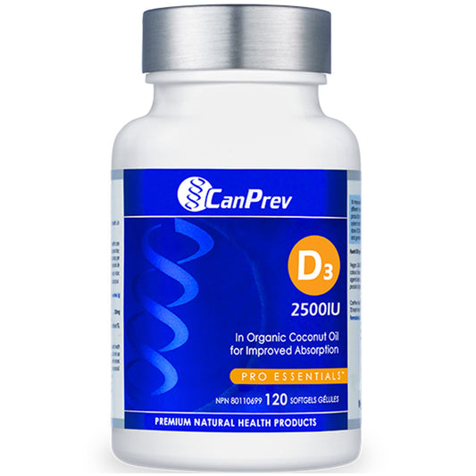CanPrev Vitamin D3 2500IU Softgels in a MCT Oil Base