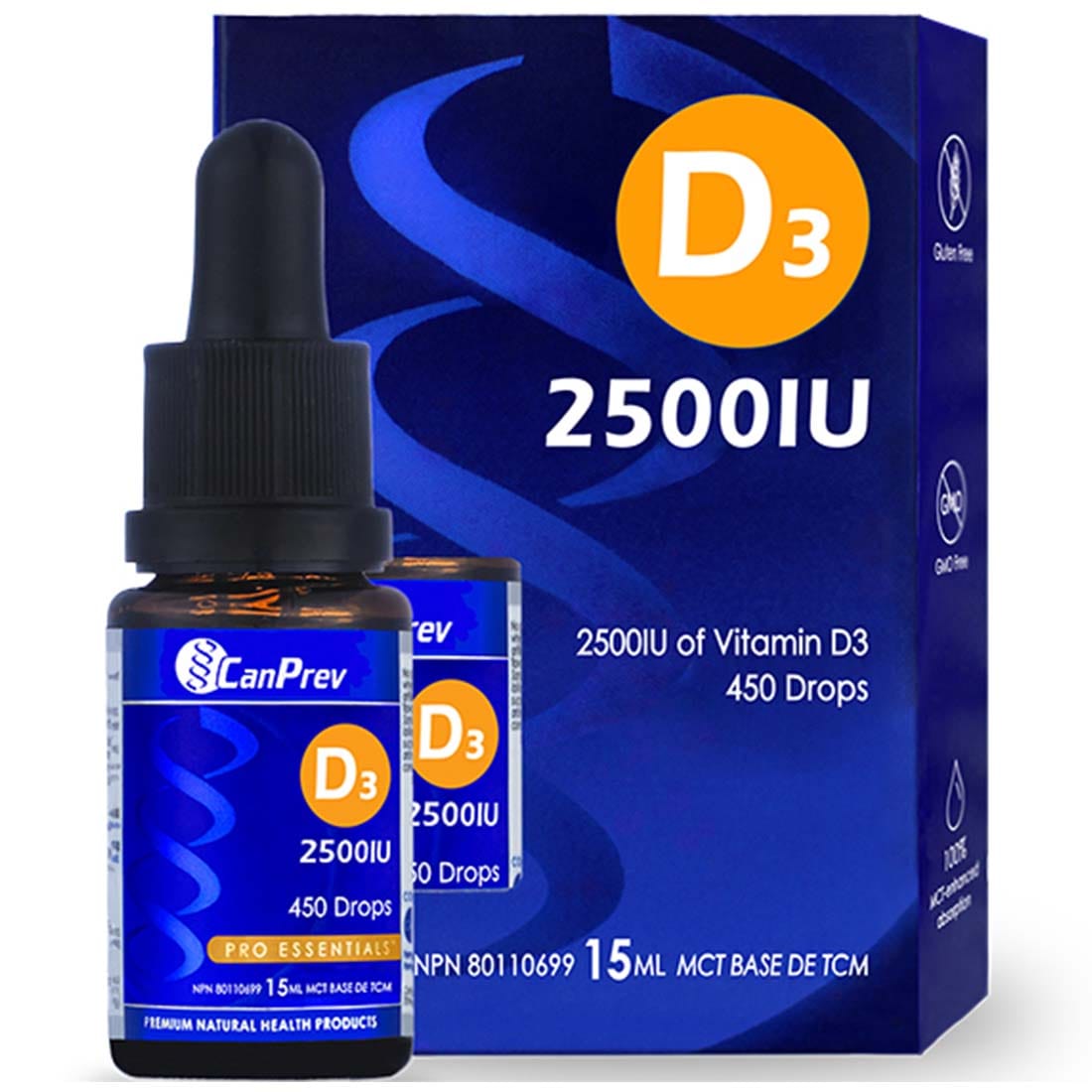 CanPrev D3 Drops 2500IU - MCT Base, 15ml