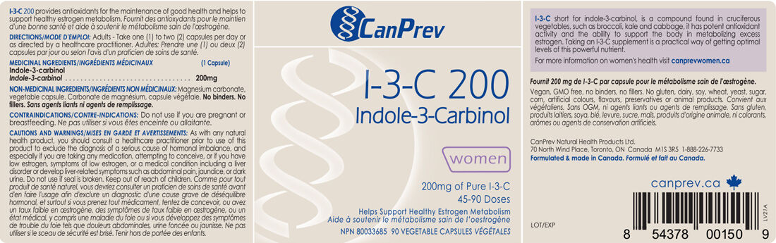 CanPrev I-3-C 200mg for Women, 90 Vegetable Capsules