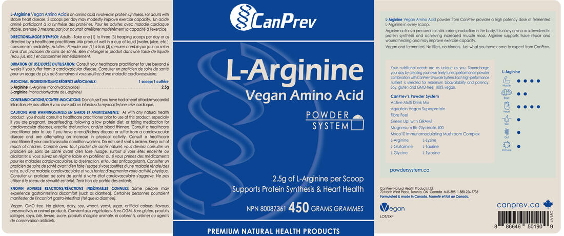 CanPrev L-Arginine (2500mg per Scoop), 450g
