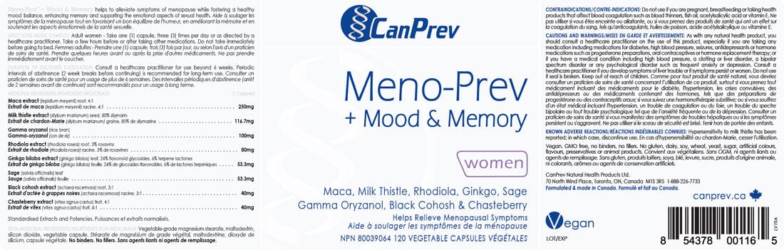 CanPrev Meno-Prev + Mood & Memory for Women, 120 Vegicaps