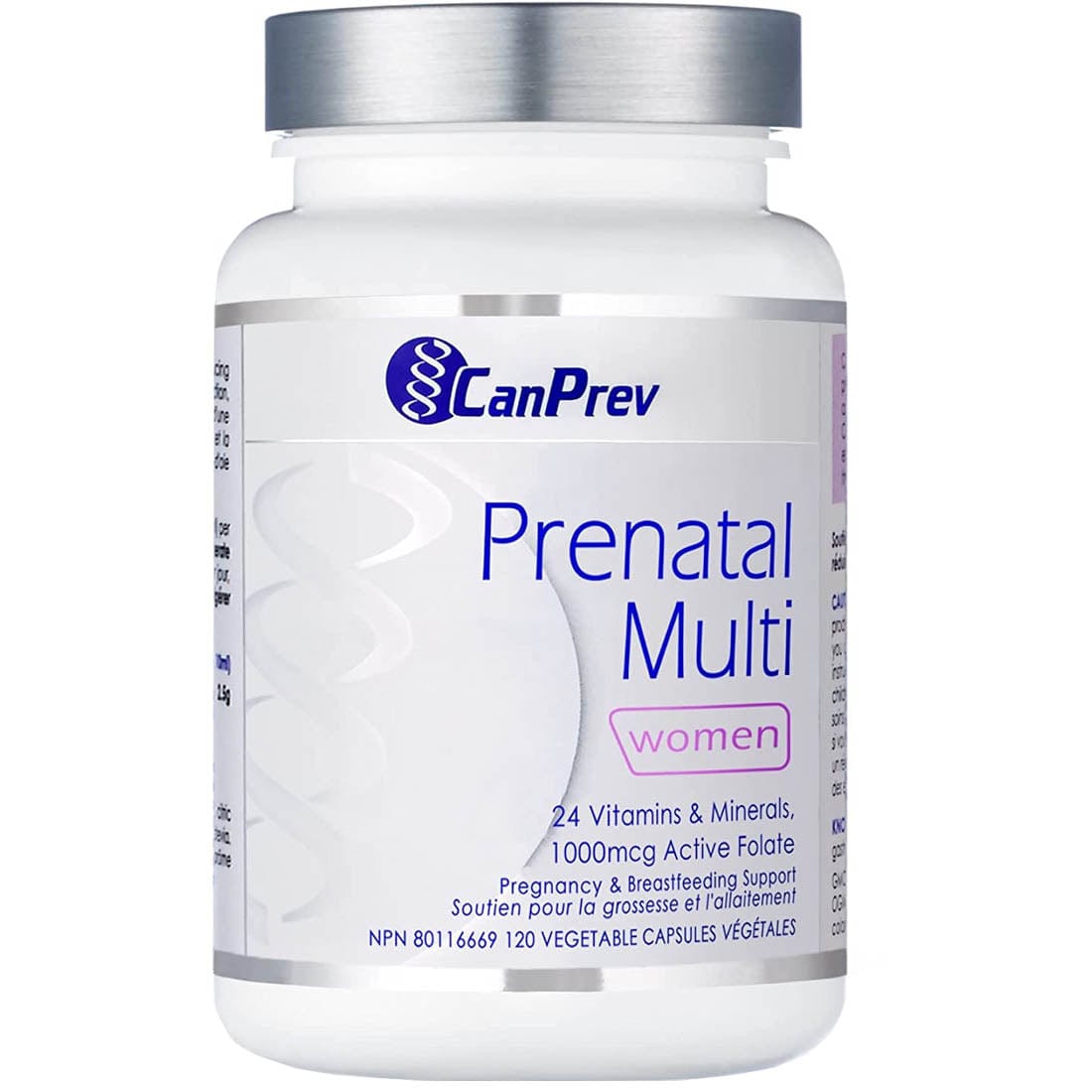 CanPrev Prenatal Multi, 24 Vitamins and Minerals with 1000mcg Active Folate Prenatal Multivitamin,120 Vegetable Capsules