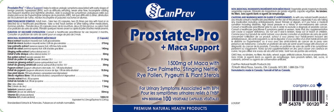CanPrev Prostate-Pro + Maca Support, 100 Vegicaps