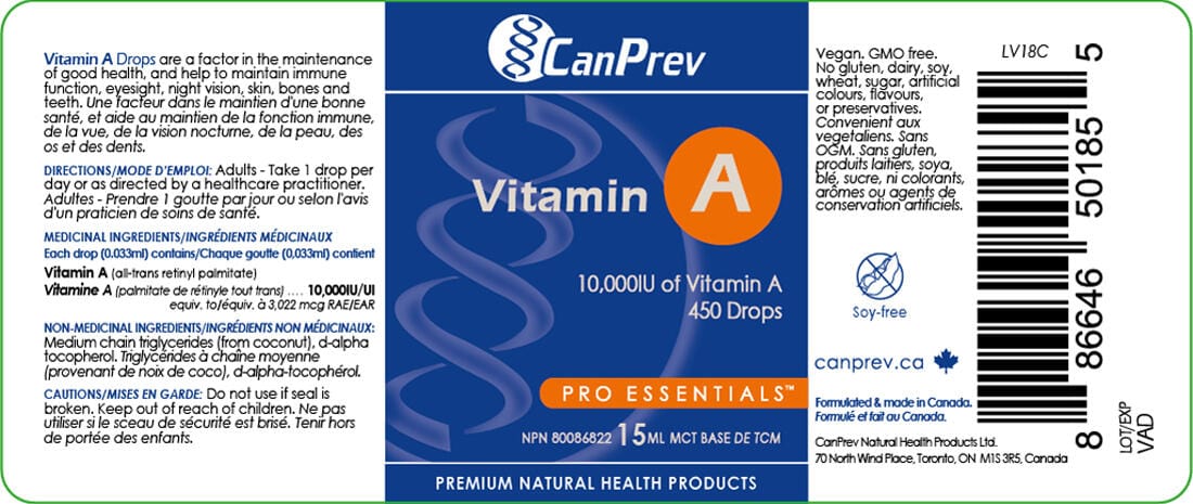 CanPrev Vitamin A Drops in a MCT Oil Base, 15ml