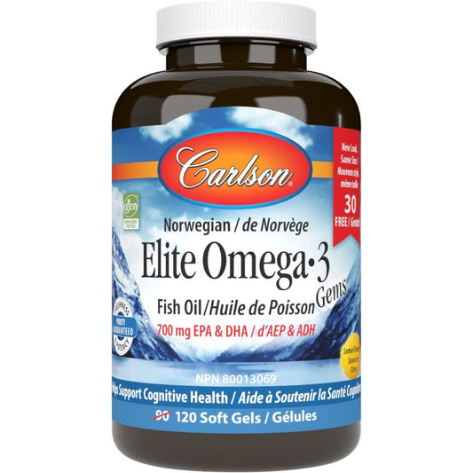 Carlson Elite Omega 3 Gems (EE), 120 Softgels