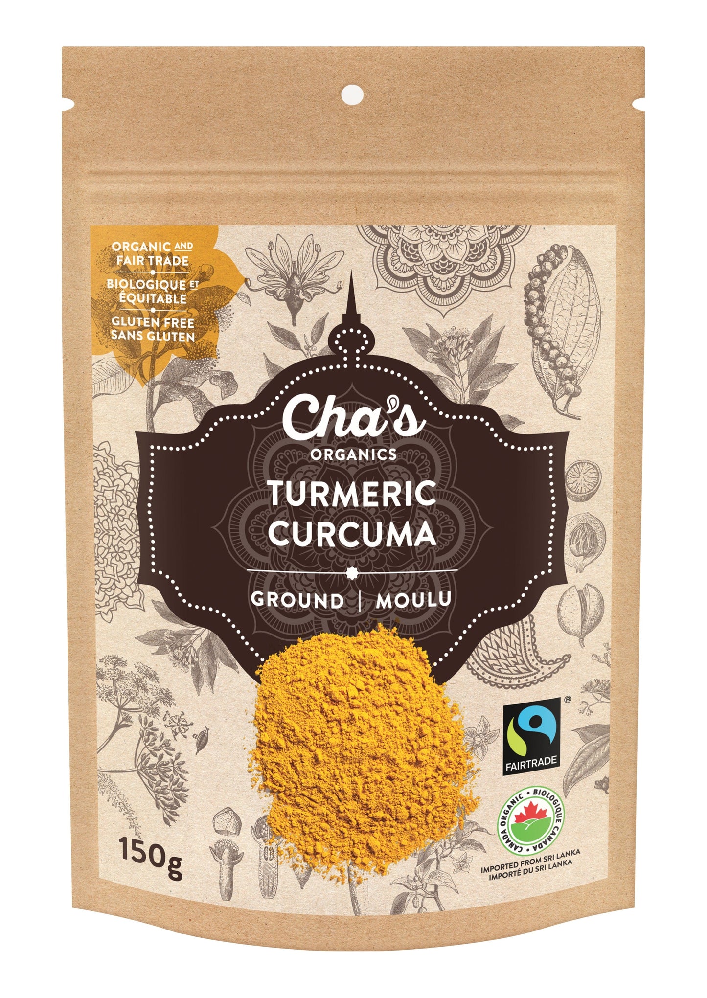 Chas Organics Ground Turmeric, Case of 6 x 150g