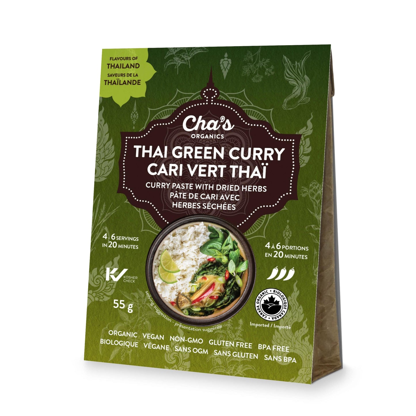 Chas Organics Thai Green Curry, Case of 6 x 55g