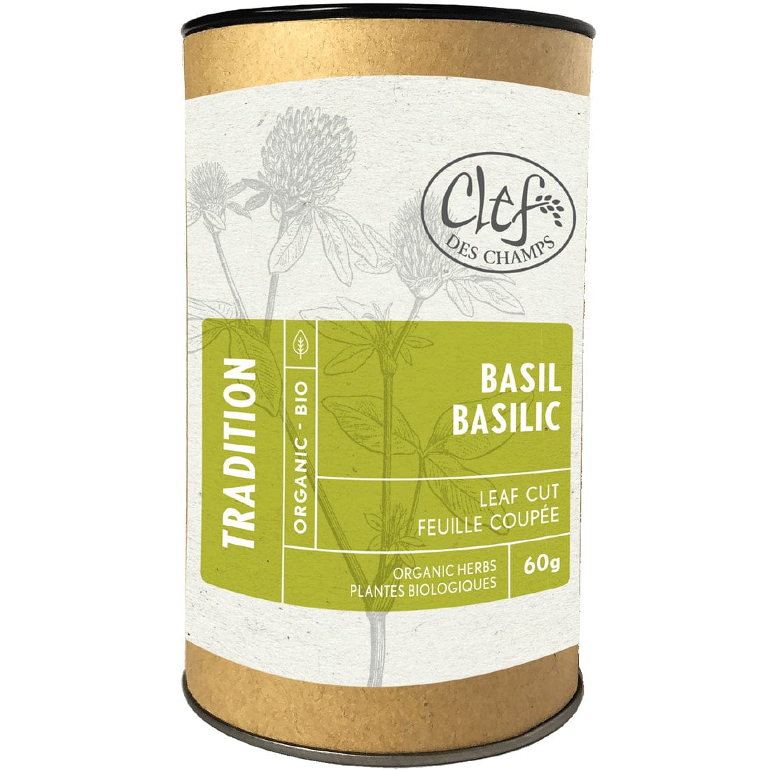 Clef des Champs Basil Organic Leaf Loose Tea, Case of 6 x 60g
