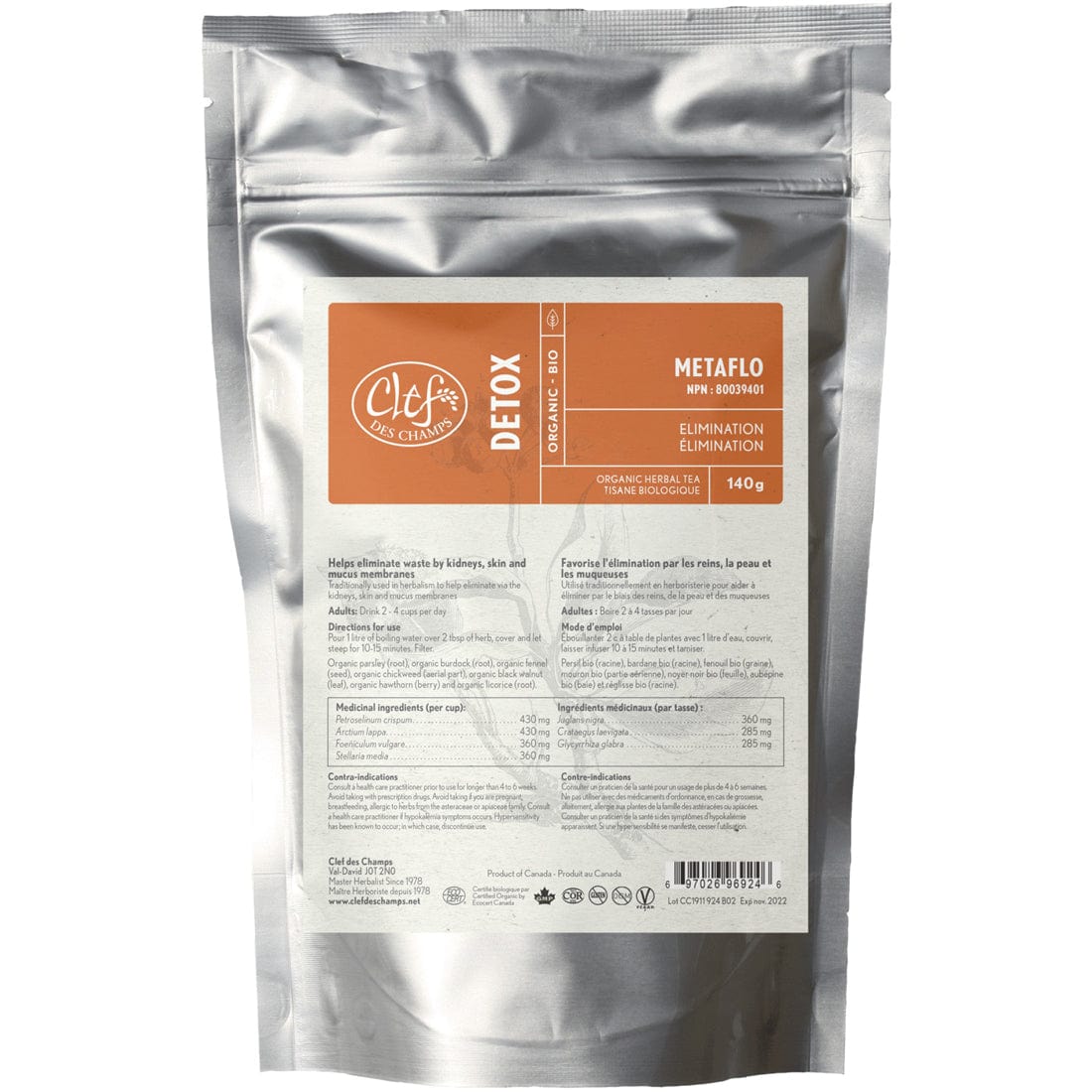 Clef des Champs Metaflo Organic Loose Herb, 140g