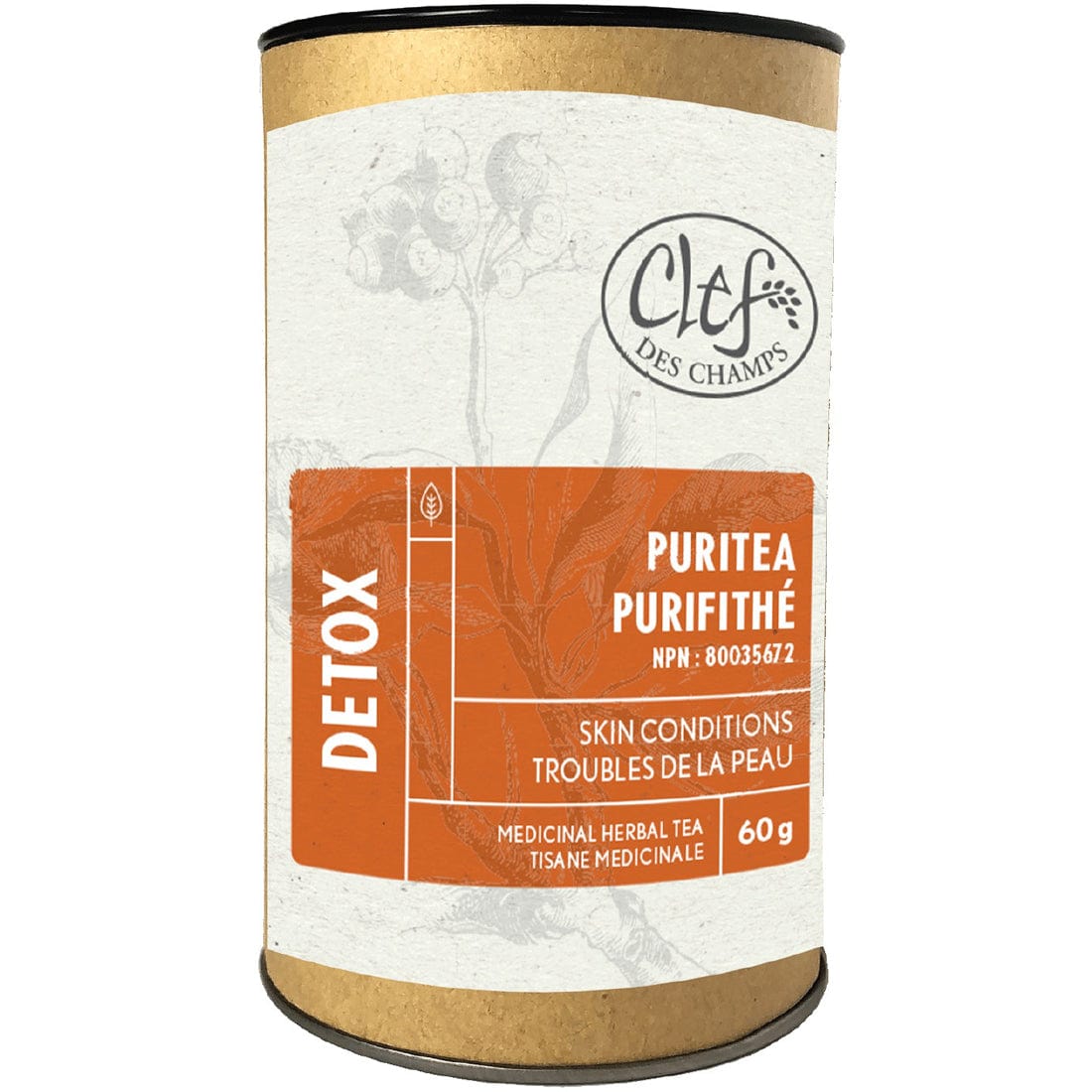Clef des Champs Puritea Organic Loose Tea, Case of 6 x 60g