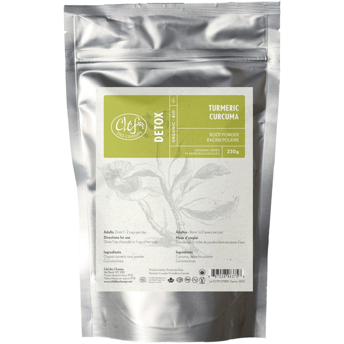 Clef des Champs Turmeric Organic, 220g