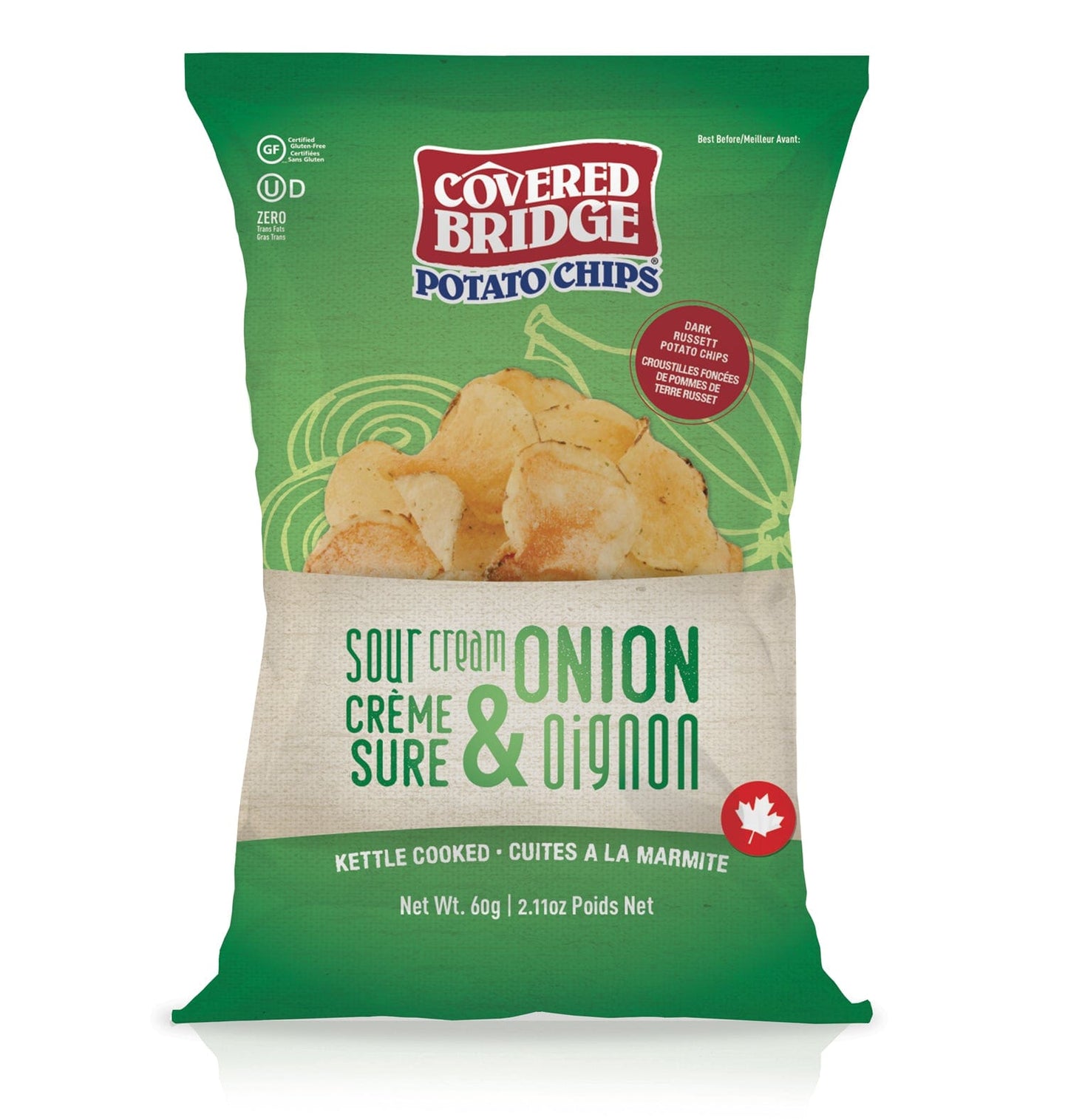 Covered Bridge Potato Chips Single Size Bag, Case of 24 x 60g