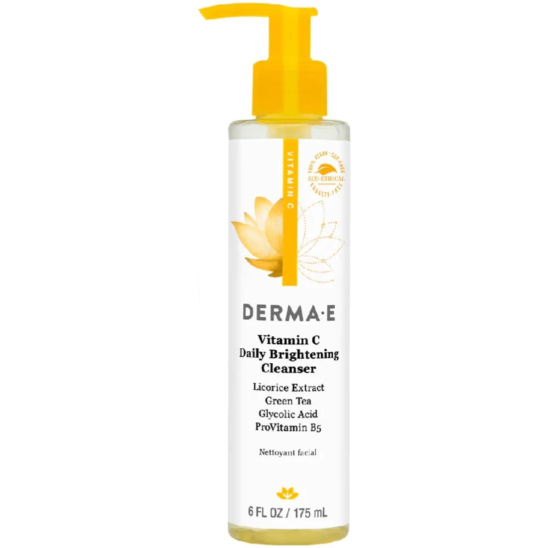 Derma E Vitamin C Daily Brightening Cleanser with Licorice, Green Tea, Glycolic Acid, Vitamin B5, 175ml