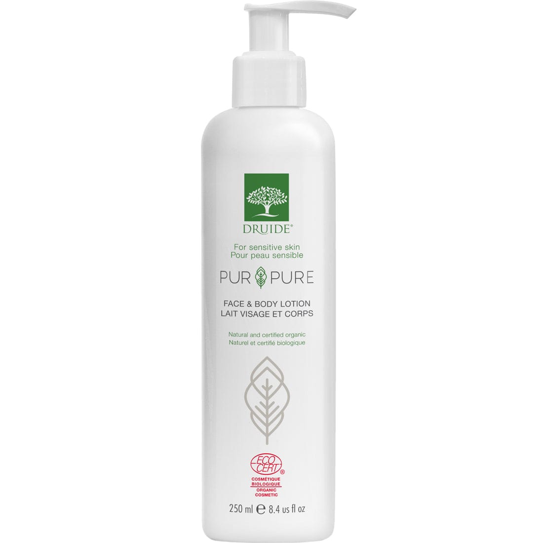 Druide Face and Body Lotion, Unscented, 250ml