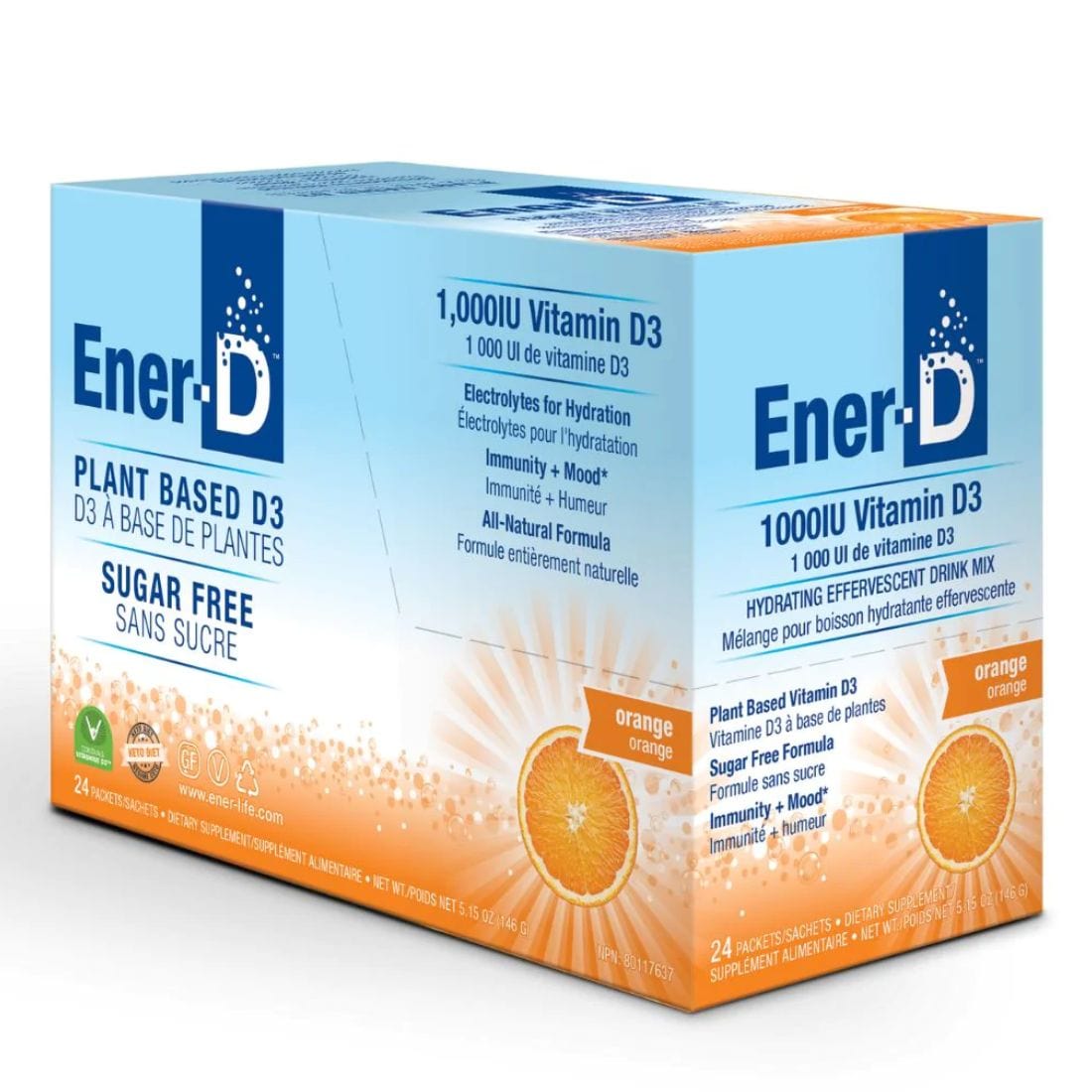 Ener-D Vitamin D3 1000IU Drink Mix, 24 Sachets