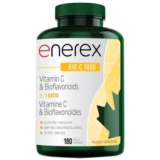 Enerex Bio C 1000, Vitamin C and Citrus Bioflavonoids 1:1 Ratio, 180 Tablets