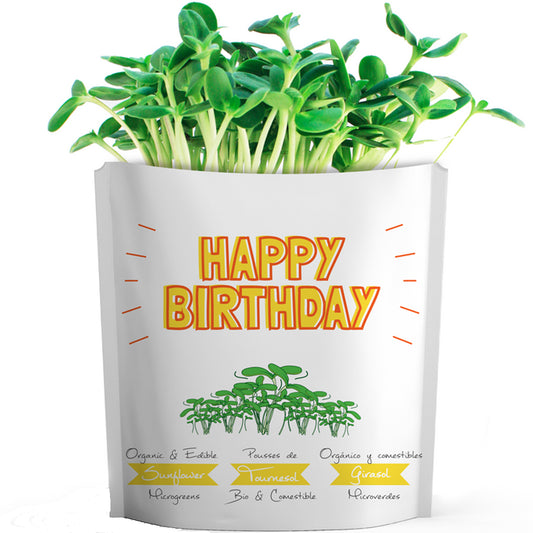 Gift A Green Greeting Cards, Happy Birthday Card, Sunflower Microgreens
