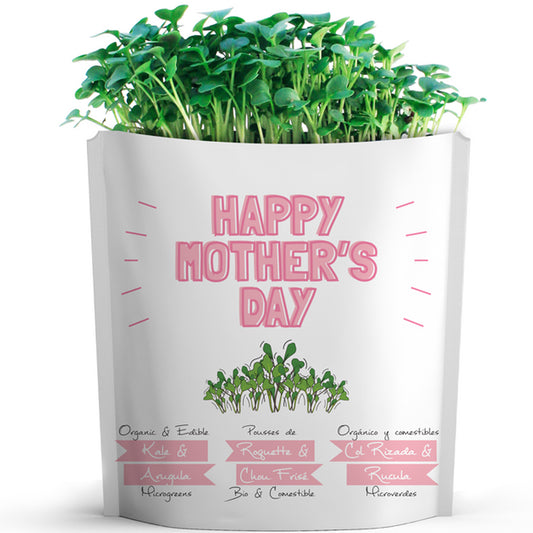 Gift A Green Greeting Cards, Happy Mother's Day Card, Kale & Arugula Microgreens