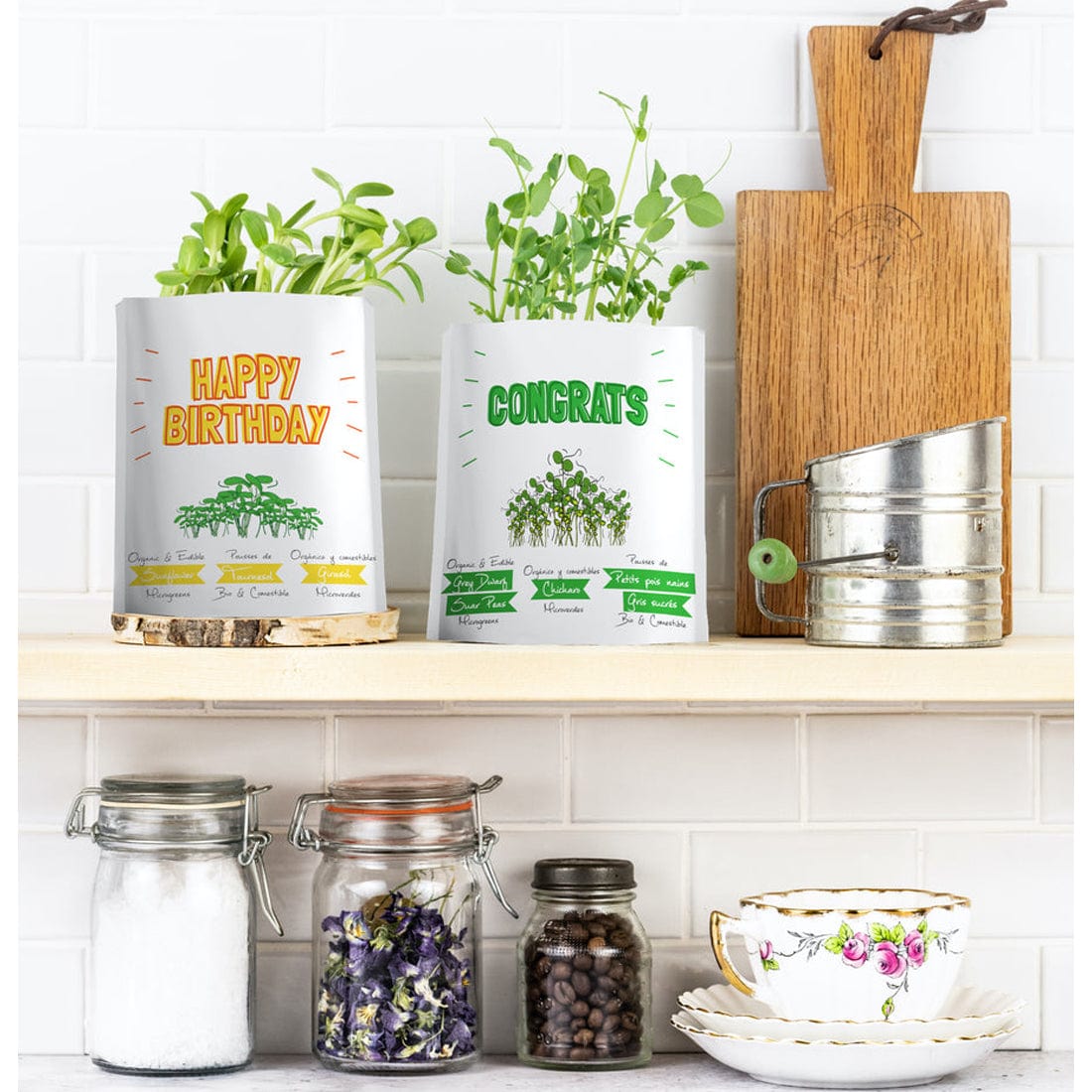Gift A Green Greeting Cards, Happy Mother's Day Card, Kale & Arugula Microgreens