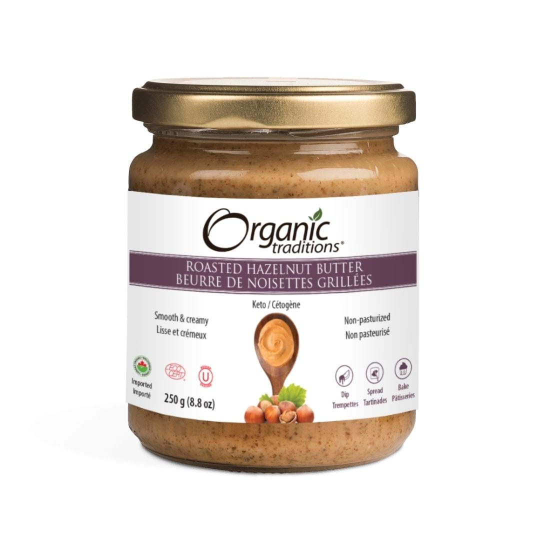 Organic Traditions Hazelnut Butter (Roasted), 250g