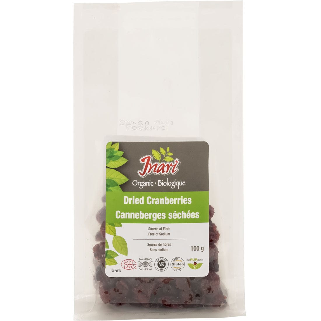 Inari Organic Cranberries with Cane Sugar, 100g
