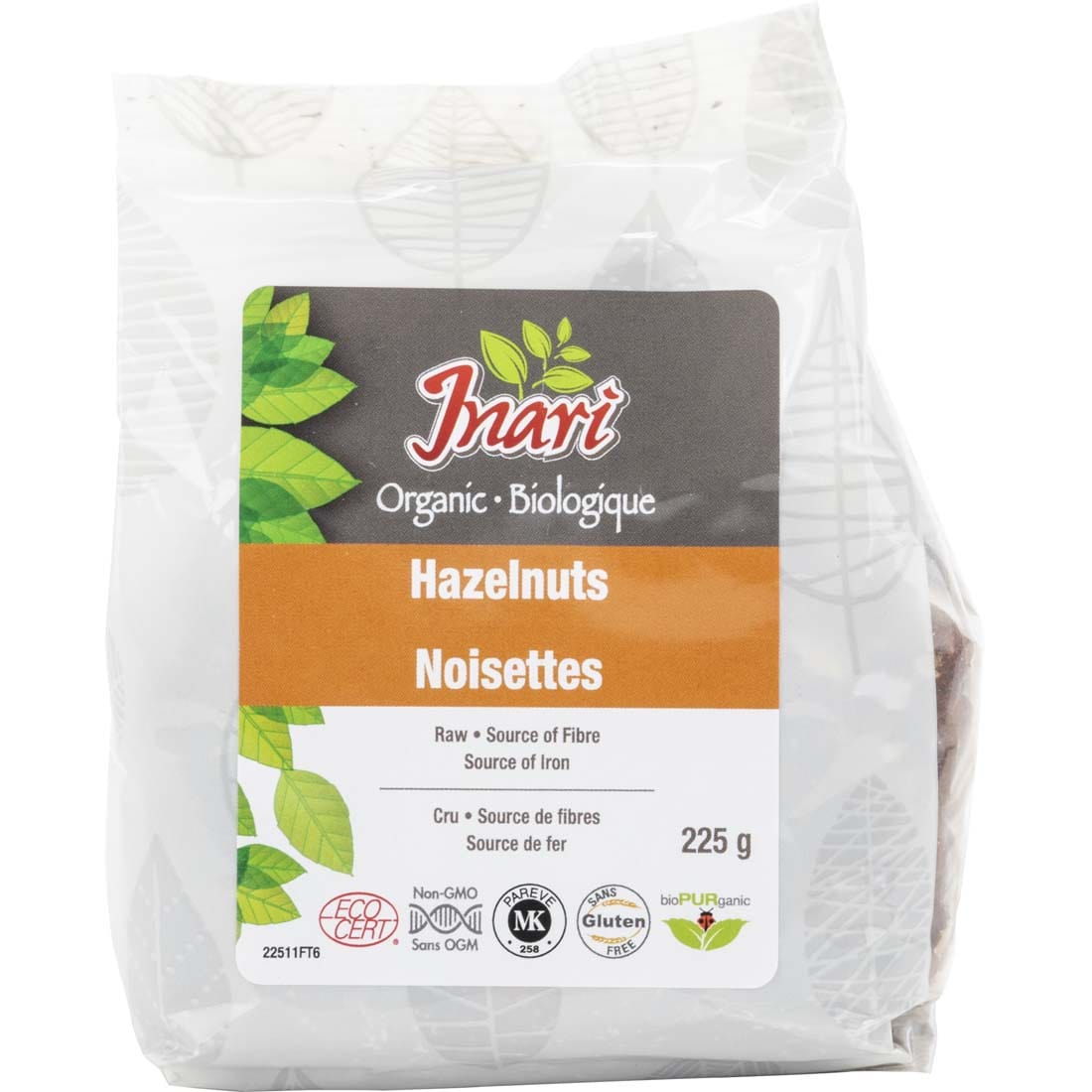 Inari Organic Hazelnuts Raw (Hulled), 225g