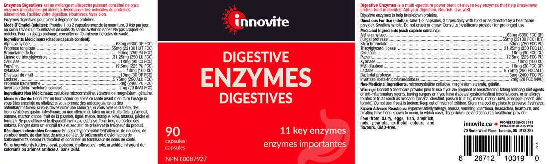 Innovite Digestive Enzymes (Transitioned to: CanPrev Digestive Enzymes, 11 Full Spectrum Enzymes For Digestive Support, 90 Vegetable Capsules)