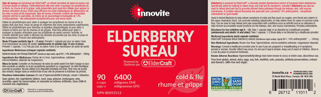 Innovite Elderberry (Clinically Studied) standardized extract, 90 Capsules (NEW!)