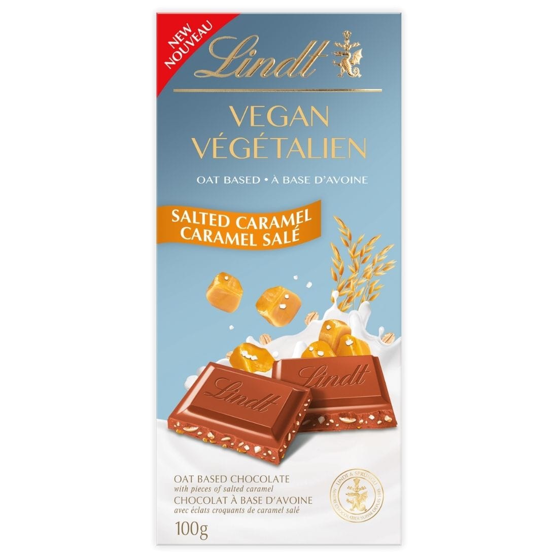 Lindt Vegan Chocolate Bar, Oat Based, 100g
