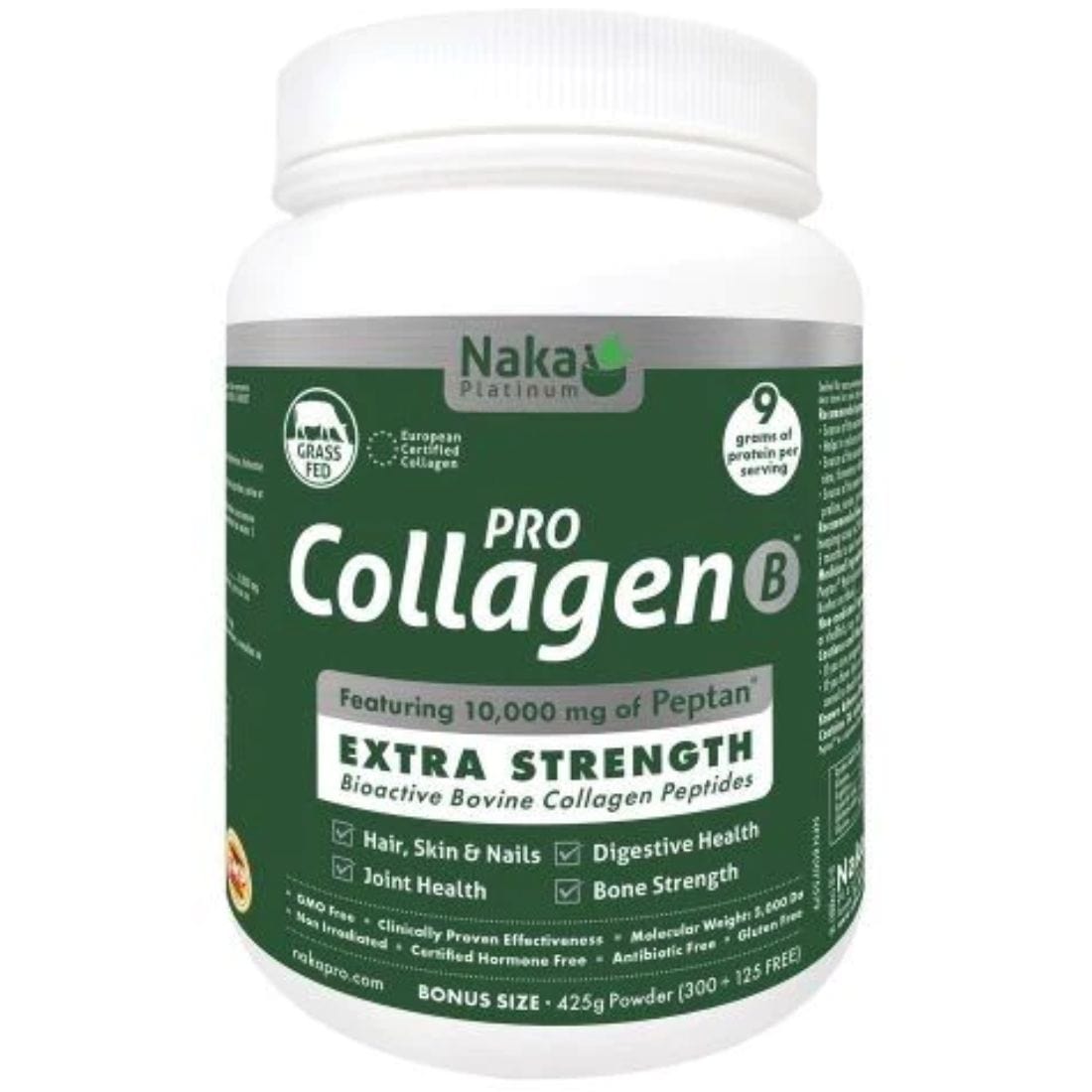 Naka Platinum Bovine Collagen Powder 10,000mg, 100% Pure Grass-Fed Collagen Peptides, 425g