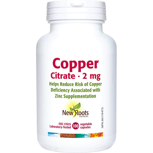 New Roots Copper Citrate 2mg, 100 Vegetable Capsules