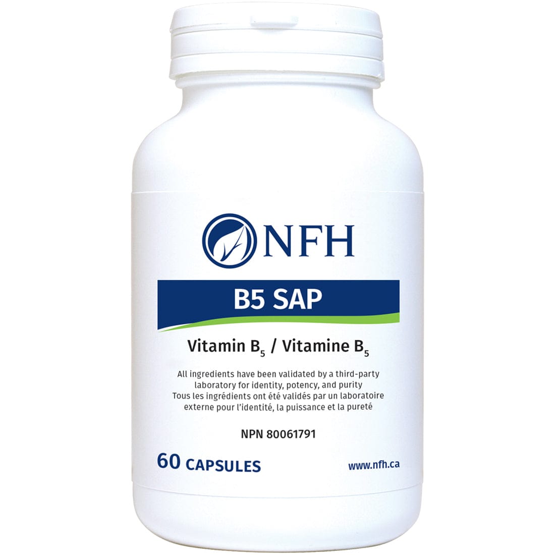 NFH B5 SAP, B-Complex with 250mg of Vitamin B5, 60 Capsules