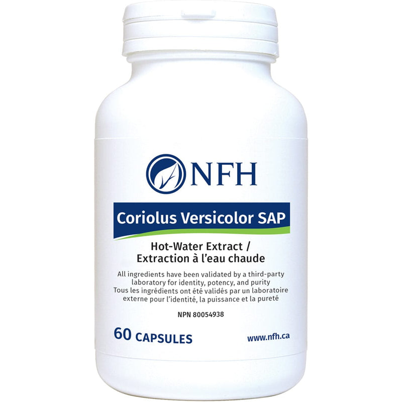 NFH Coriolus Versicolor SAP 500mg, Turkey Tail Hot-Water Extract for Immune Support, 60-120 Capsules