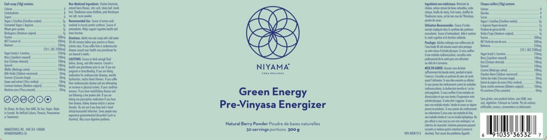 Niyama Yoga Wellness Green Energy Pre-Vinyasa Energizer