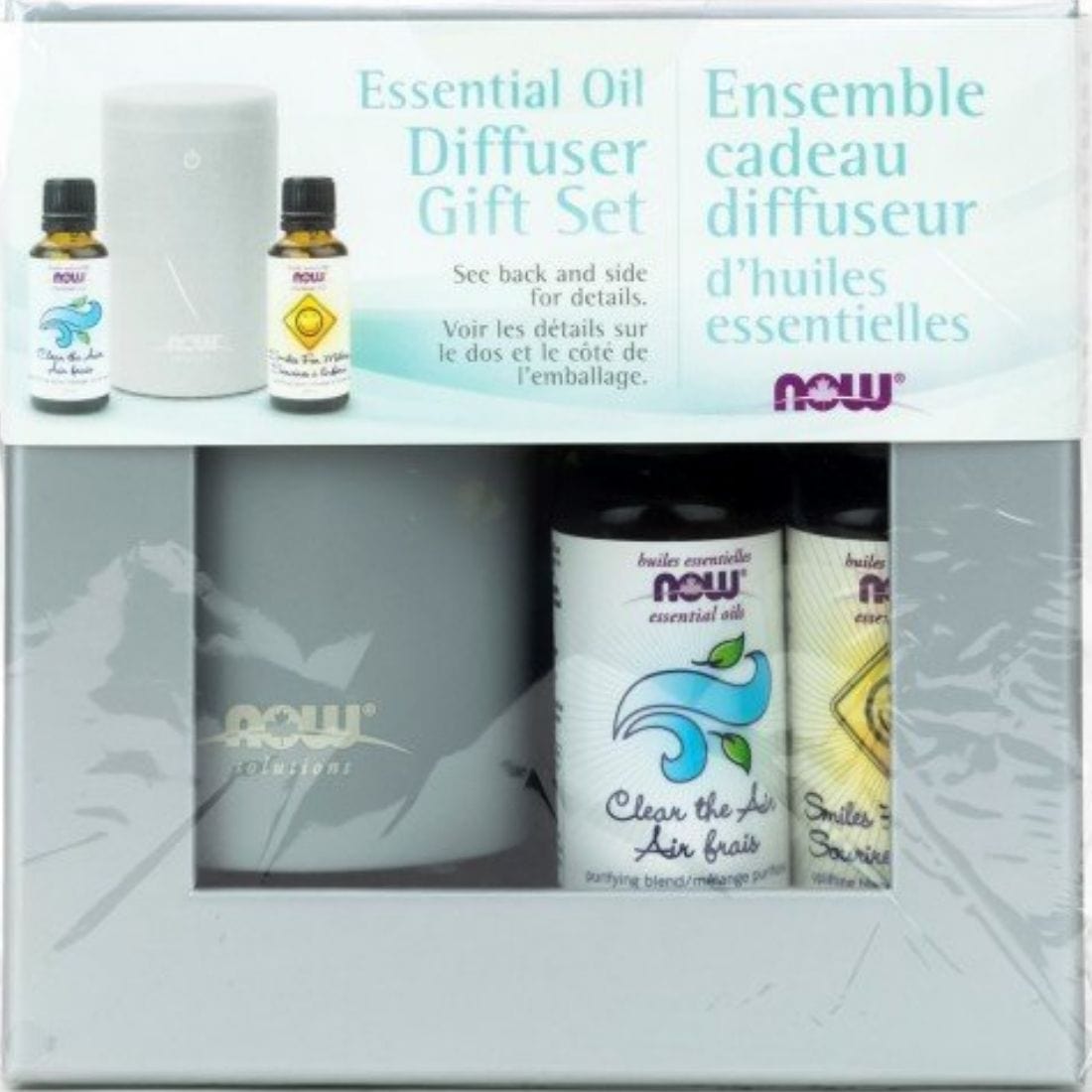 NOW Essential Oil Diffuser Gift Set (Clear The Air+Smiles For Miles+USB Diffuser)