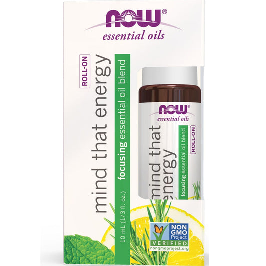 NOW Mind That Energy Essential Oil Blend Roll-On, 10ml