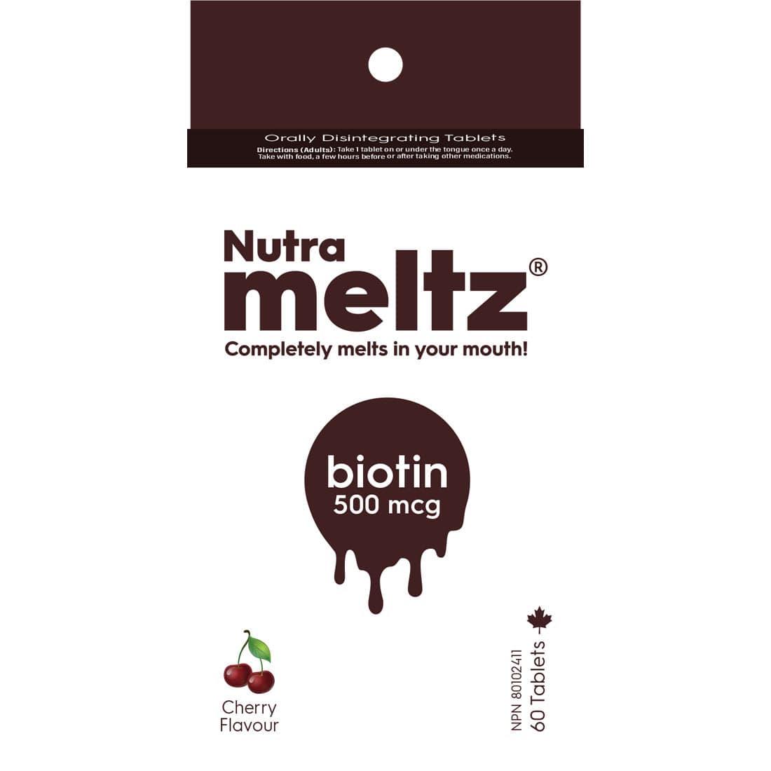 Nutrameltz Biotin 500mcg, 60 Orally Dissolving Tablets