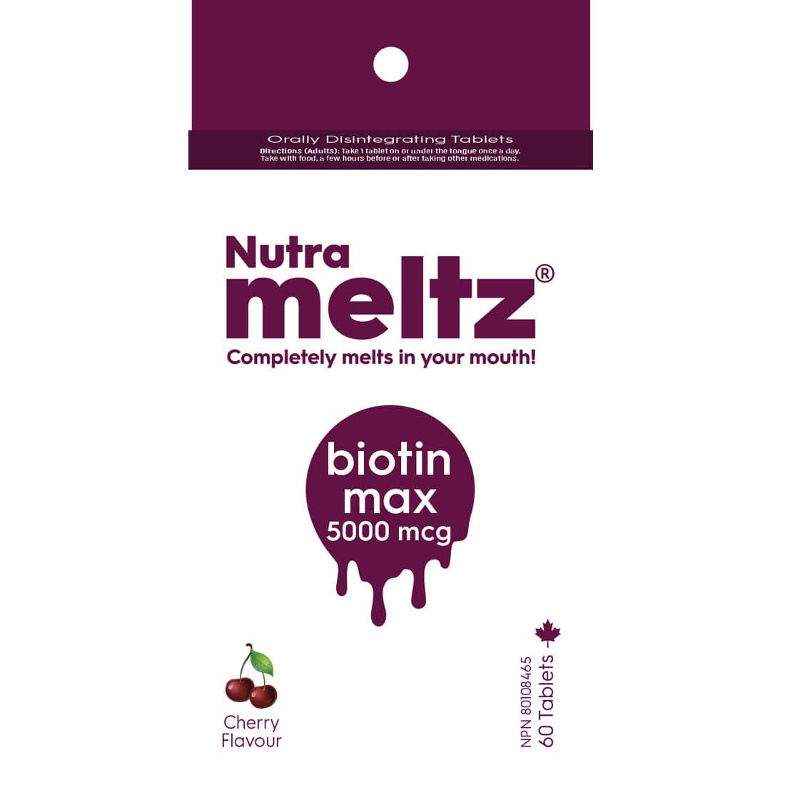 Nutrameltz Biotin Max 5000mcg, 60 Orally Dissolving Tablets