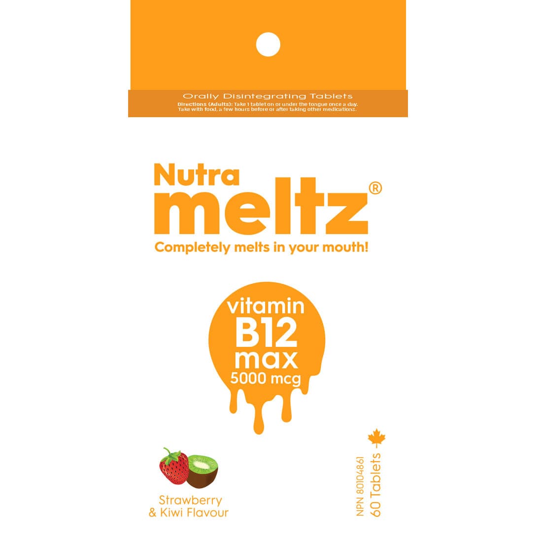 Nutrameltz Vitamin B12 Max 5000mcg, 60 Orally Dissolving Tablets