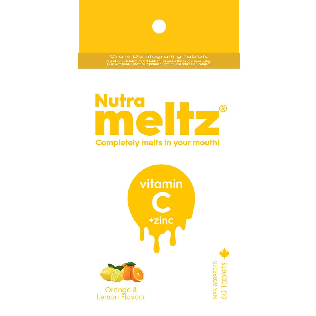 Nutrameltz Vitamin C 75mg Plus Zinc 25mg, 60 Orally Dissolving Tablets