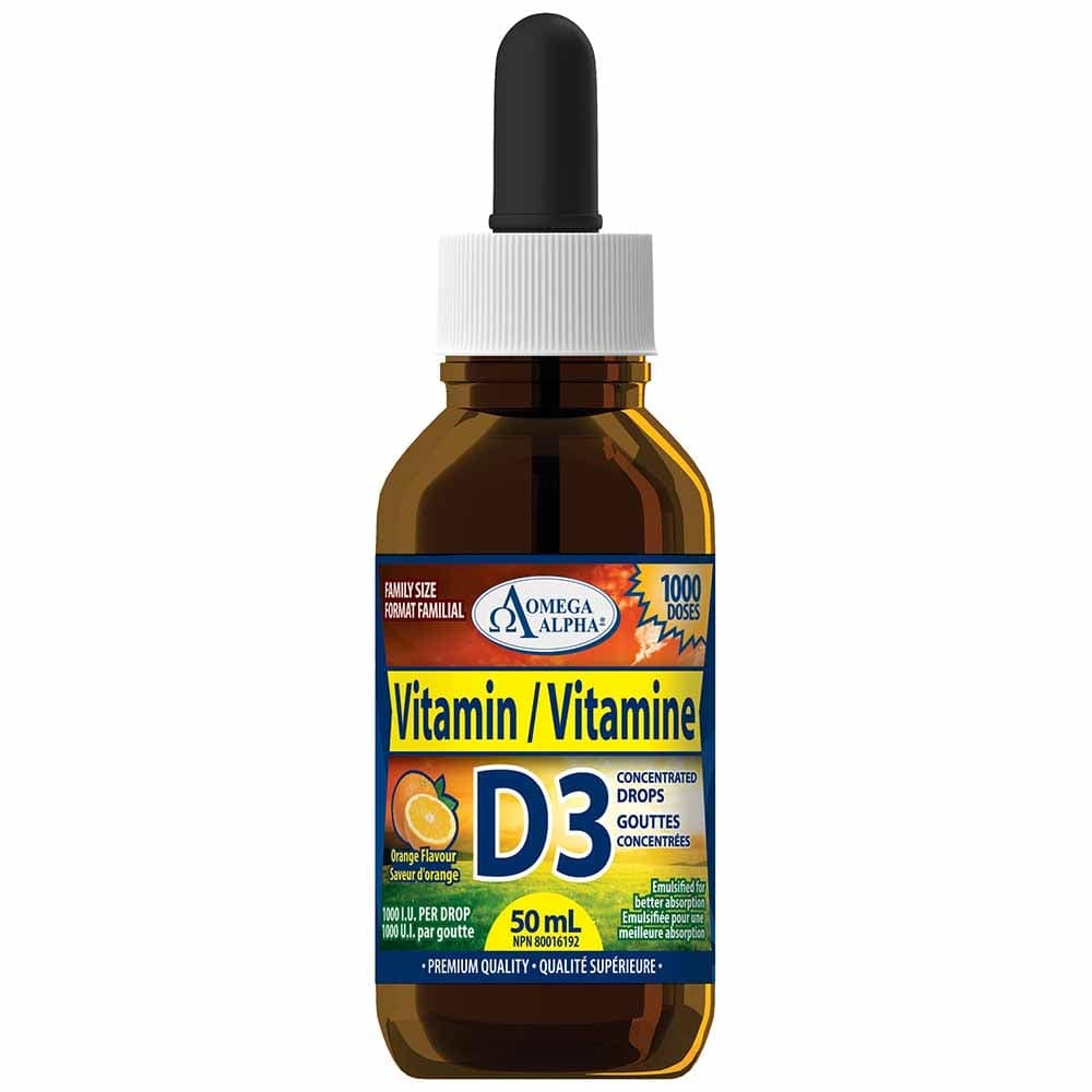 Omega Alpha Vitamin D3 1000IU Concentrated Drops (1,000 Servings!), 50ml