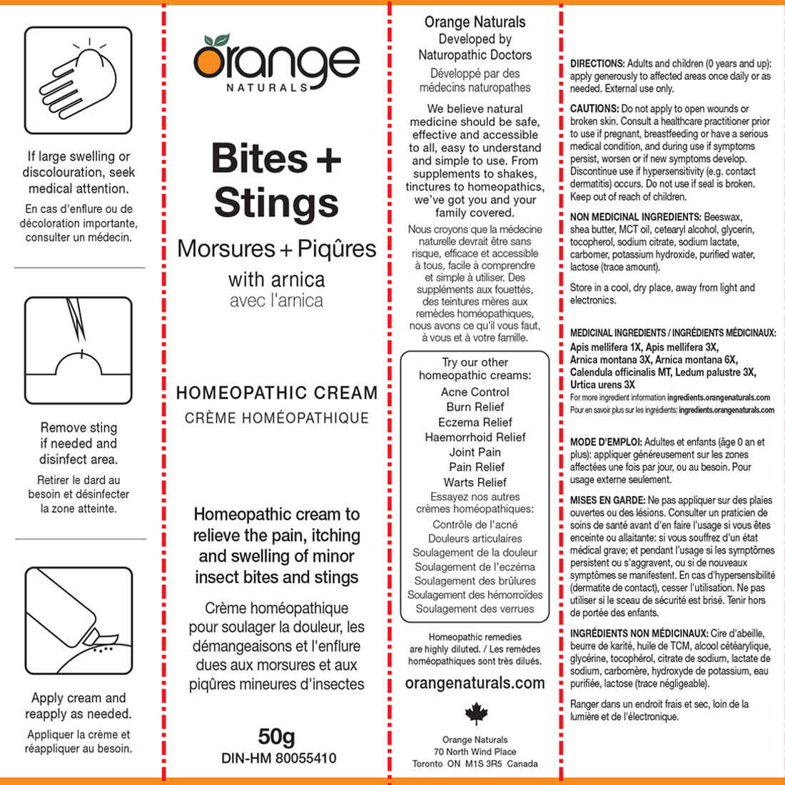 Orange Naturals Bites+Stings Homeopathic Cream, 50g