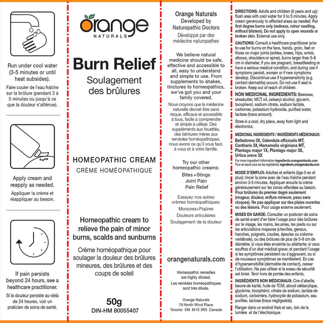 Orange Naturals Burn Relief Homeopathic Cream, 50g