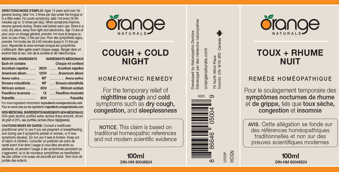 Orange Naturals Cough+Cold Night Homeopathic Remedy, 100ml