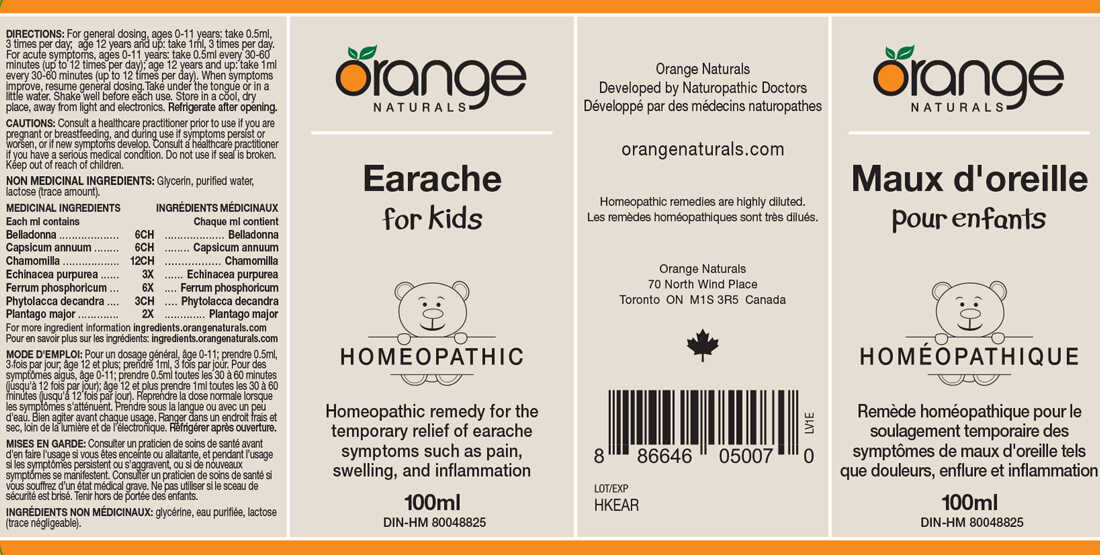 Orange Naturals Earaches (for kids) Homeopathic Remedy, 100ml