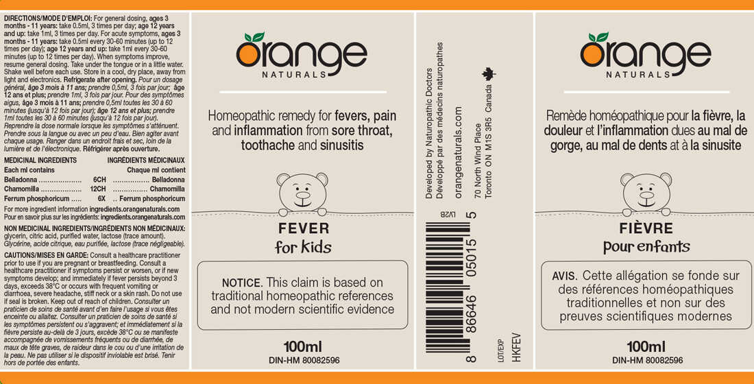 Orange Naturals Fever (for kids) Homeopathic Remedy, 100ml