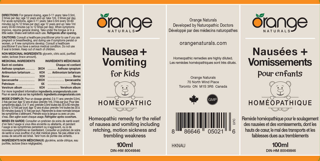 Orange Naturals Nausea+Vomiting (for kids) Homeopathic Remedy, 100ml