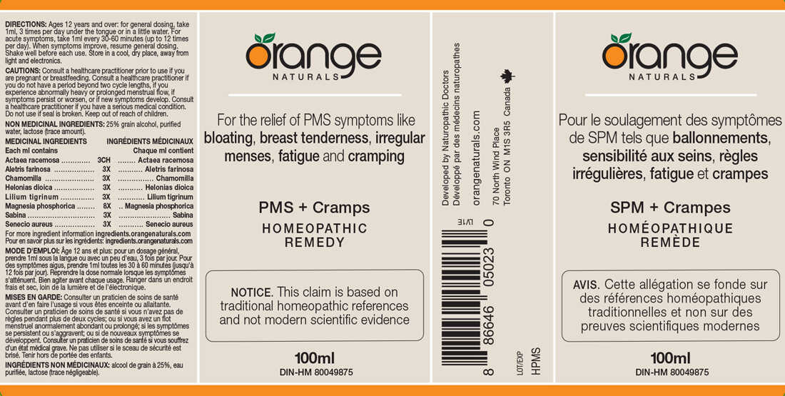 Orange Naturals PMS+Cramps Homeopathic Remedy, 100ml
