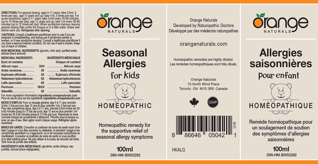 Orange Naturals Seasonal Allergies for Kids Homeopathic Remedy, 100ml
